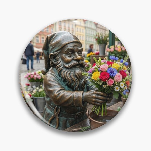 Item preview, Flower Stall Florist Gnome Art Print – Charming Flower Lover Gift, Poland Travel Decor designed and sold by Purrfecta.