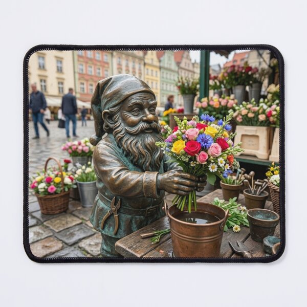 Item preview, Flower Stall Florist Gnome Art Print – Charming Flower Lover Gift, Poland Travel Decor designed and sold by Purrfecta.