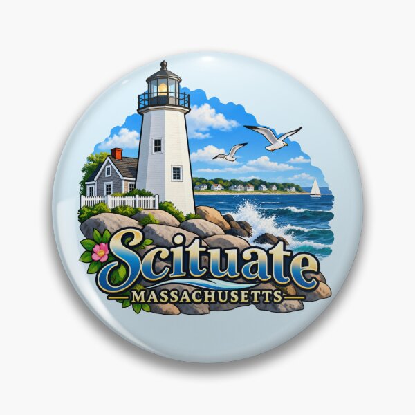 Item preview, Scituate Lighthouse Massachusetts Coastal Design designed and sold by Myra365Art.