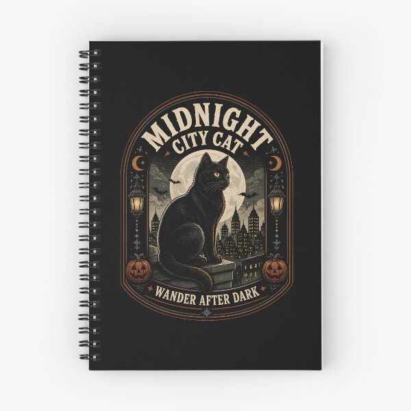 Item preview, Midnight City Cat Black Cat Halloween Retro Screen Print designed and sold by OliviaHayesArt.