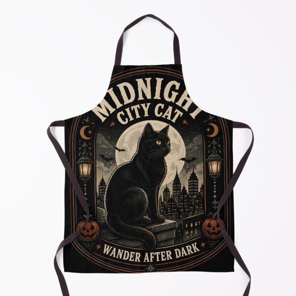Item preview, Midnight City Cat Black Cat Halloween Retro Screen Print designed and sold by OliviaHayesArt.