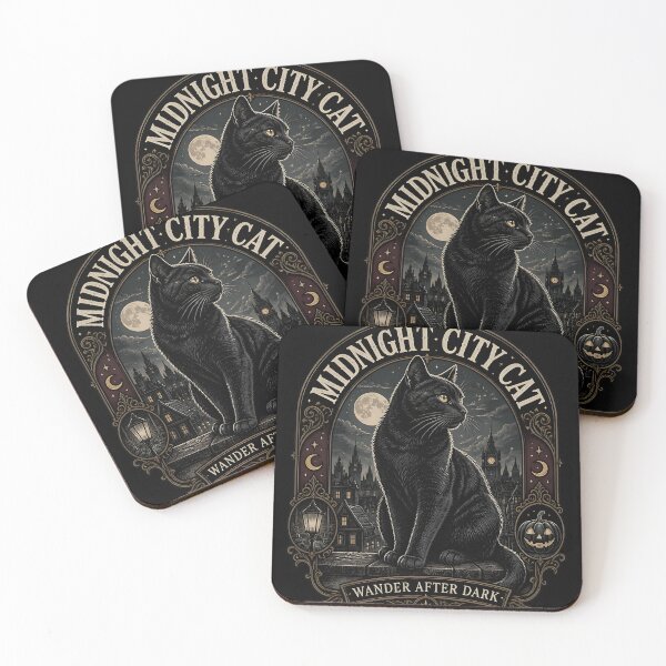 Item preview, Midnight City Cat Black Cat Halloween Gothic Engraving designed and sold by OliviaHayesArt.