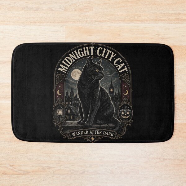 Item preview, Midnight City Cat Black Cat Halloween Gothic Engraving designed and sold by OliviaHayesArt.