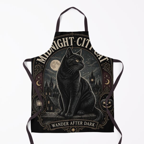 Item preview, Midnight City Cat Black Cat Halloween Gothic Engraving designed and sold by OliviaHayesArt.