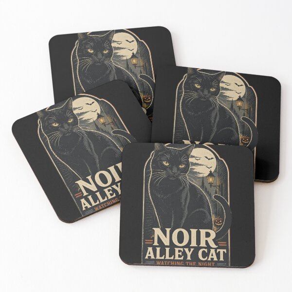 Item preview, Noir Alley Cat Black Cat Halloween Retro Screen Print designed and sold by OliviaHayesArt.