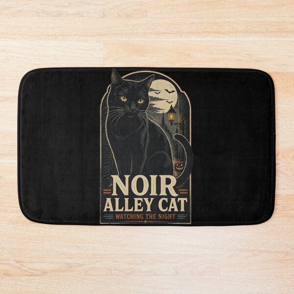 Item preview, Noir Alley Cat Black Cat Halloween Retro Screen Print designed and sold by OliviaHayesArt.