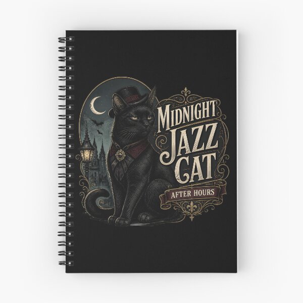 Item preview, Midnight Jazz Cat Black Cat Halloween Gothic Engraving designed and sold by OliviaHayesArt.