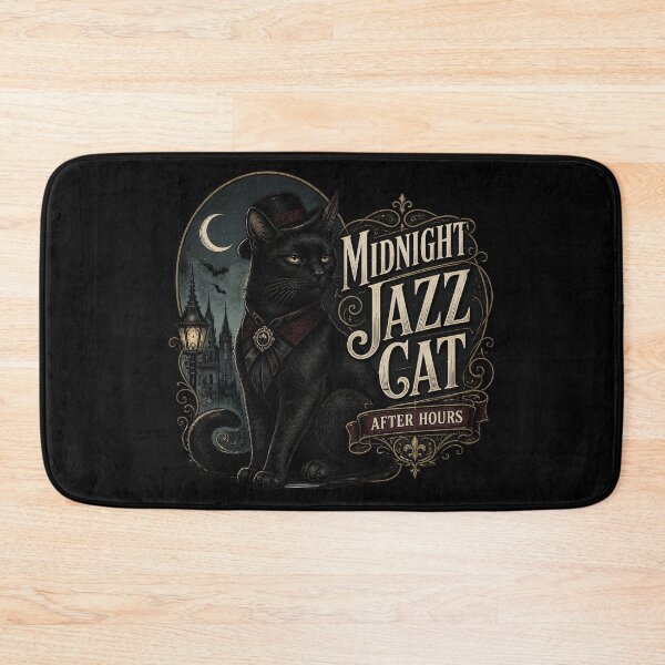 Item preview, Midnight Jazz Cat Black Cat Halloween Gothic Engraving designed and sold by OliviaHayesArt.