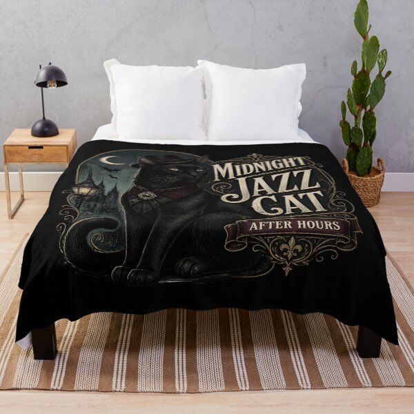 Item preview, Midnight Jazz Cat Black Cat Halloween Gothic Engraving designed and sold by OliviaHayesArt.