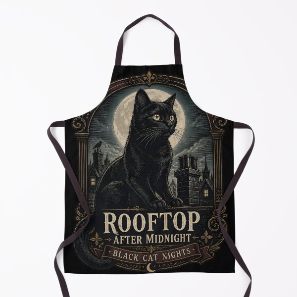 Item preview, Rooftop After Midnight Black Cat Halloween Gothic Engraving designed and sold by OliviaHayesArt.