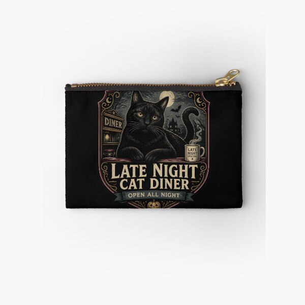 Item preview, Late Night Cat Diner Black Cat Halloween Gothic Engraving designed and sold by OliviaHayesArt.