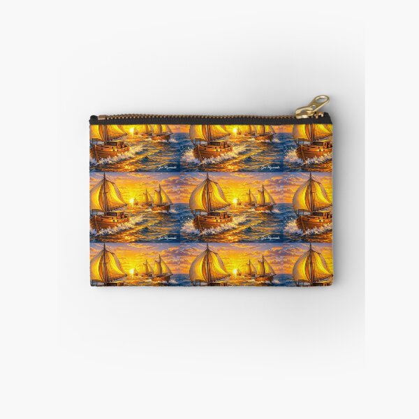 Item preview, Wooden Sailboats at Sunrise – Hyper‑Digital Ocean Cartoon Art designed and sold by The Art Queen Of Michigan .