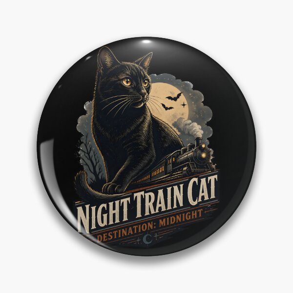 Item preview, Night Train Cat Black Cat Halloween Retro Screen Print designed and sold by OliviaHayesArt.