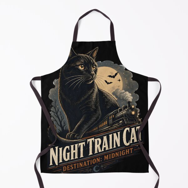 Item preview, Night Train Cat Black Cat Halloween Retro Screen Print designed and sold by OliviaHayesArt.