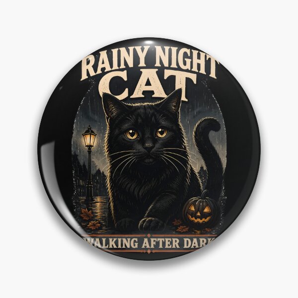 Item preview, Rainy Night Cat Black Cat Halloween Retro Screen Print designed and sold by OliviaHayesArt.