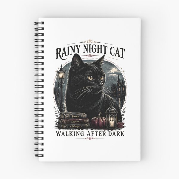 Item preview, Rainy Night Cat Black Cat Halloween Gothic Engraving designed and sold by OliviaHayesArt.
