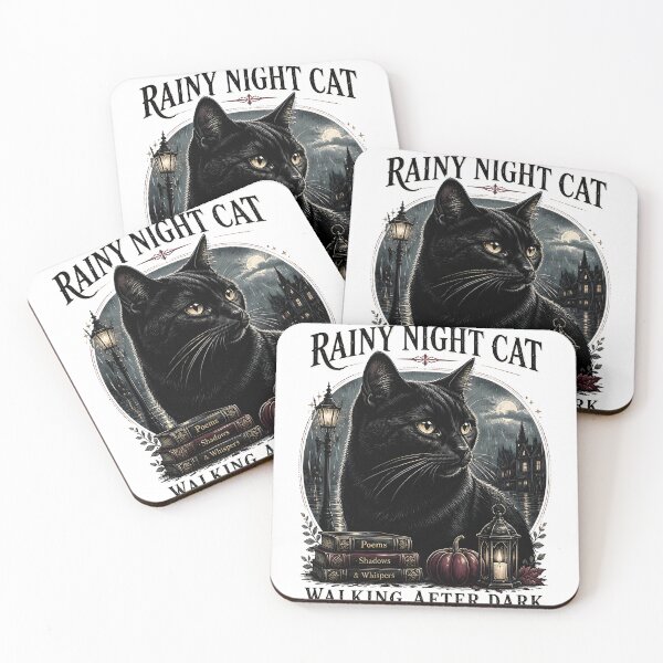 Item preview, Rainy Night Cat Black Cat Halloween Gothic Engraving designed and sold by OliviaHayesArt.