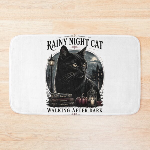Item preview, Rainy Night Cat Black Cat Halloween Gothic Engraving designed and sold by OliviaHayesArt.