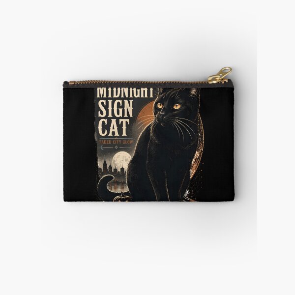 Item preview, Midnight Sign Cat Black Cat Halloween Retro Screen Print designed and sold by OliviaHayesArt.