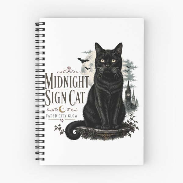 Item preview, Midnight Sign Cat Black Cat Halloween Gothic Engraving designed and sold by OliviaHayesArt.