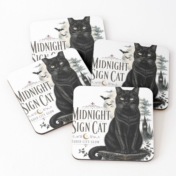 Item preview, Midnight Sign Cat Black Cat Halloween Gothic Engraving designed and sold by OliviaHayesArt.