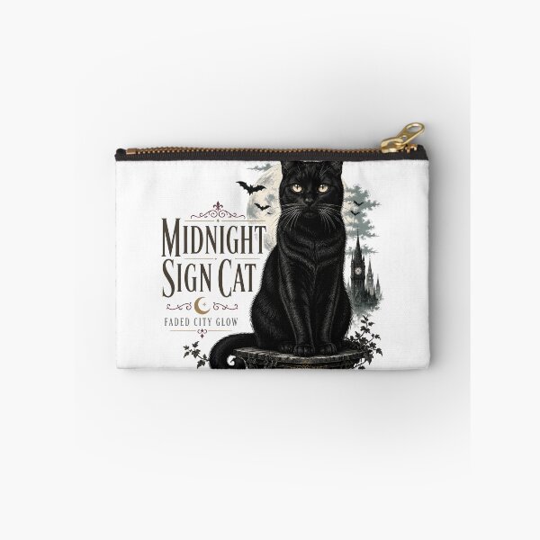 Item preview, Midnight Sign Cat Black Cat Halloween Gothic Engraving designed and sold by OliviaHayesArt.