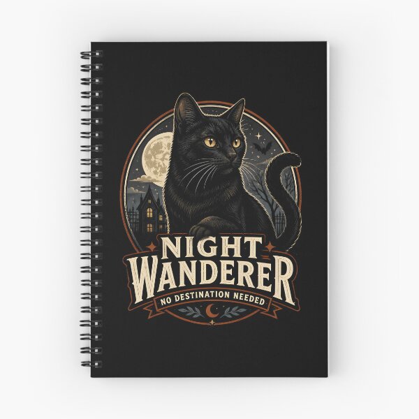 Item preview, Night Wanderer Black Cat Halloween Retro Screen Print designed and sold by OliviaHayesArt.