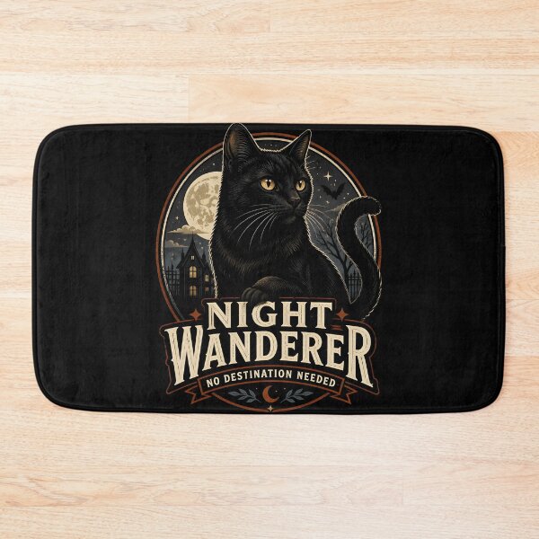 Item preview, Night Wanderer Black Cat Halloween Retro Screen Print designed and sold by OliviaHayesArt.