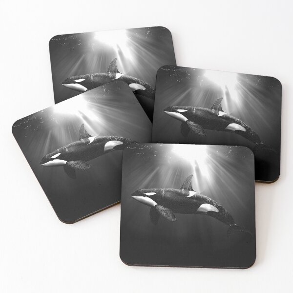 Item preview, Orca Killer Whale Underwater Ocean Wildlife Monochrome Art designed and sold by inkoutninja.