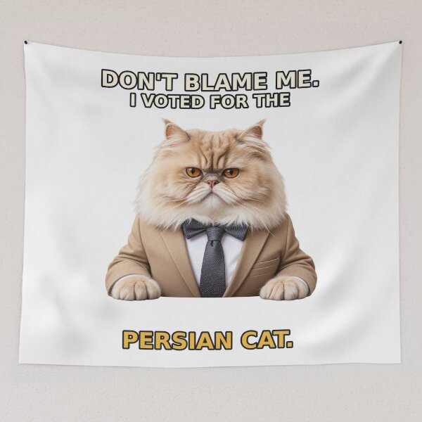 Item preview, Don’t Blame Me, I Voted for the Persian Cat – Funny Feline Candidate designed and sold by Mirgonhood.