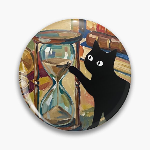 Item preview,  Inquisitive Black Cat Pawing Hourglass Matisse Style Print designed and sold by DuckOddity.