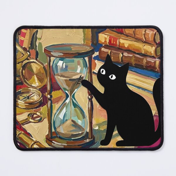 Item preview, Inquisitive Black Cat Pawing Hourglass Matisse Style Print designed and sold by DuckOddity.