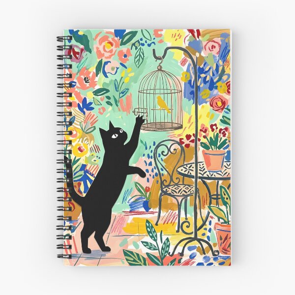 Item preview, Naughty Black Cat Hooking Birdcage Latch Matisse Style Wall Art designed and sold by DuckOddity.