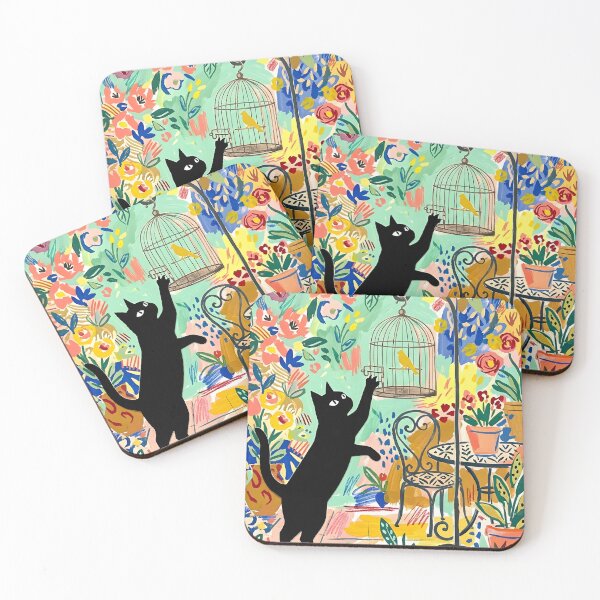 Item preview, Naughty Black Cat Hooking Birdcage Latch Matisse Style Wall Art designed and sold by DuckOddity.