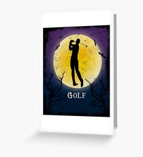 Golfing Man Halloween Vintage Art Male Golfer Greeting Card