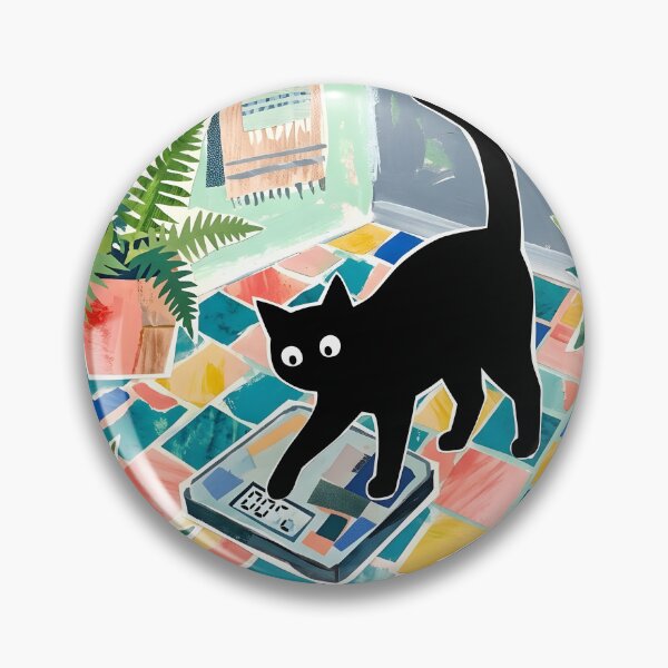 Item preview, Curious Black Cat Stepping on Bathroom Scale Matisse Style Print designed and sold by DuckOddity.