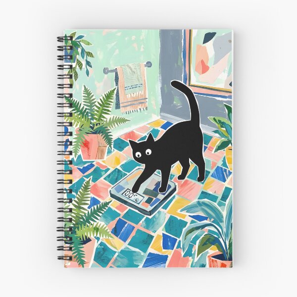 Item preview, Curious Black Cat Stepping on Bathroom Scale Matisse Style Print designed and sold by DuckOddity.