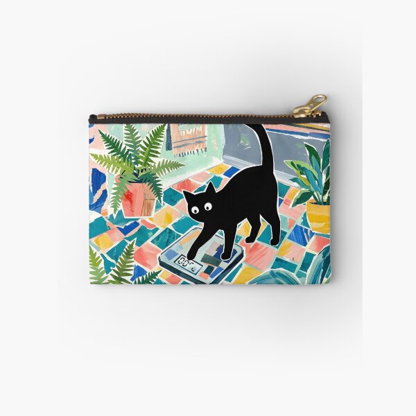 Item preview, Curious Black Cat Stepping on Bathroom Scale Matisse Style Print designed and sold by DuckOddity.