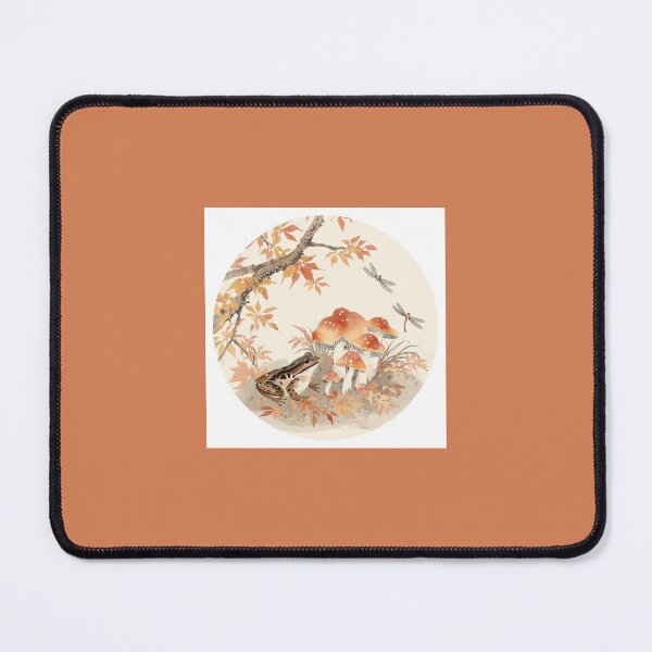 Item preview, Frog, Mushrooms & Dragonflies — Round Nihonga Autumn Art designed and sold by derideriworks.