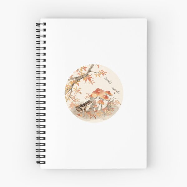 Item preview, Frog, Mushrooms & Dragonflies — Round Nihonga Autumn Art designed and sold by derideriworks.