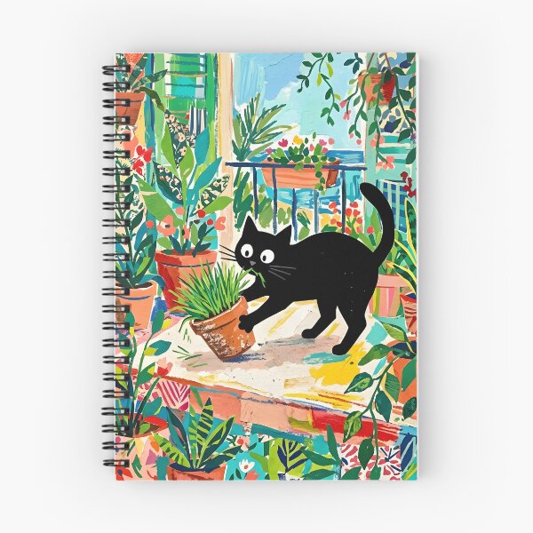 Item preview, Playful Black Cat Biting Catgrass Pot Matisse Style Wall Art designed and sold by DuckOddity.