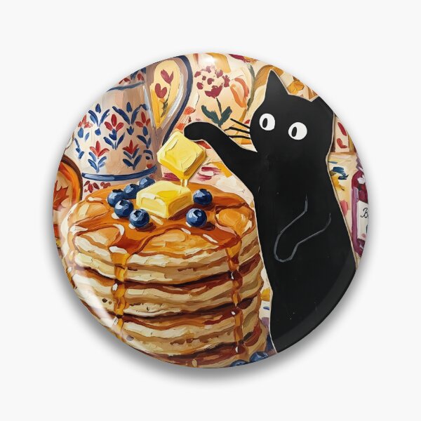 Item preview, Mischievous Black Cat Smacking Butter off Pancakes Matisse Print designed and sold by DuckOddity.