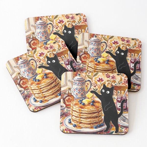 Item preview, Mischievous Black Cat Smacking Butter off Pancakes Matisse Print designed and sold by DuckOddity.