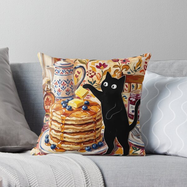 Item preview, Mischievous Black Cat Smacking Butter off Pancakes Matisse Print designed and sold by DuckOddity.