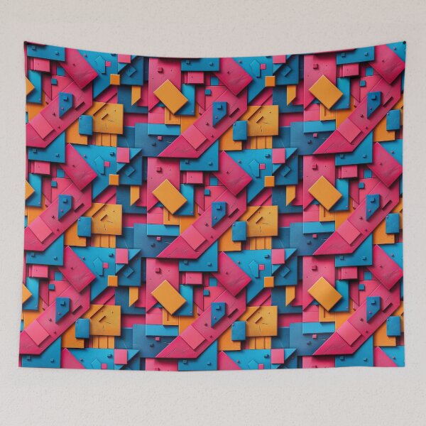 Item preview, Vibrant 3D Geometric Block Abstract Pattern designed and sold by NTGUILTY.