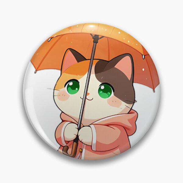 Item preview, Cute Calico Kitten in Peach Raincoat with Maple Leaf Umbrella designed and sold by pumsquare.