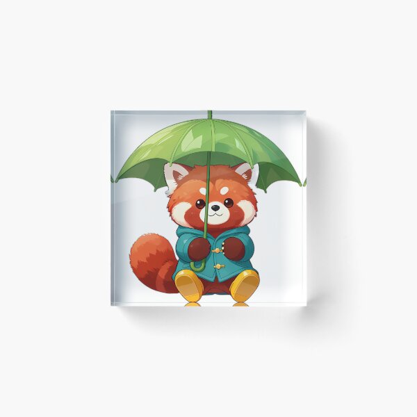 Item preview, Cute Red Panda in Teal Raincoat and Yellow Boots designed and sold by pumsquare.