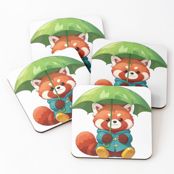 Item preview, Cute Red Panda in Teal Raincoat and Yellow Boots designed and sold by pumsquare.