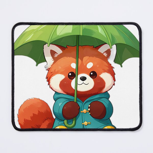 Item preview, Cute Red Panda in Teal Raincoat and Yellow Boots designed and sold by pumsquare.