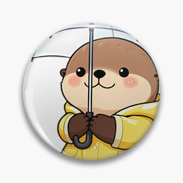 Item preview, Cute Baby Otter in Yellow Slicker with Shell Umbrella designed and sold by pumsquare.